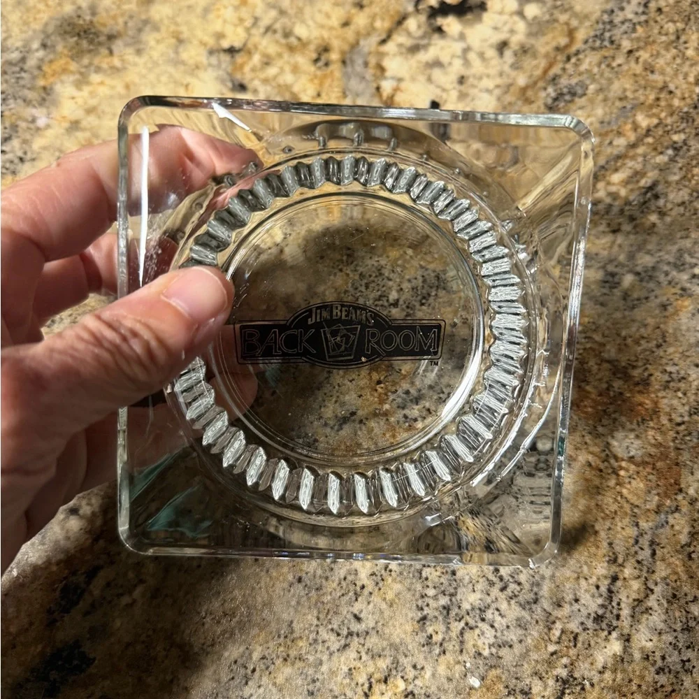 Jim Beam's Back Room Glass Ashtray Vintage